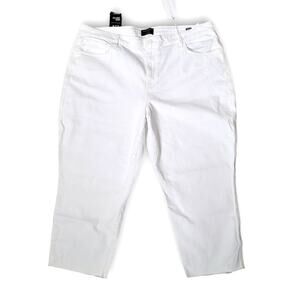 Sanctuary Standard High Rise Straight Crop Raw Hem White Crop Jeans Sz 22W